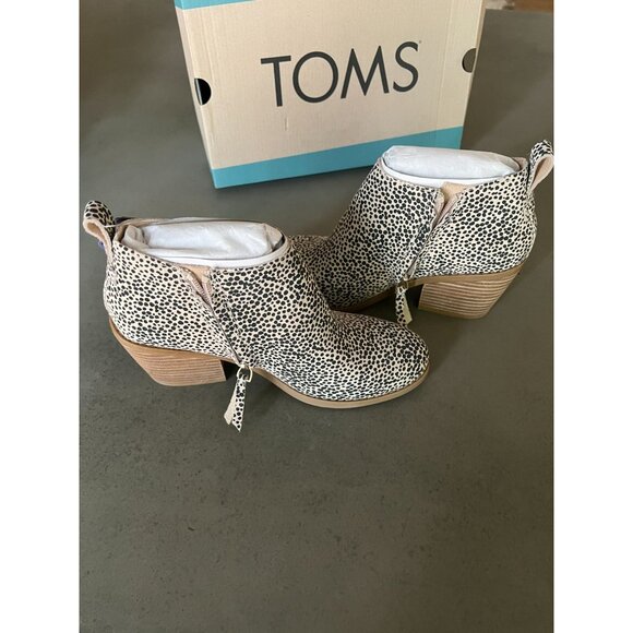 TOMS Women's Lea Macadamia Mini Cheetah Printed Suede Booties Boots Size 6 - Picture 6 of 10